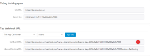 Copy Call Event URL và Inbound Routing URL gửi cho tổng đài Abenla