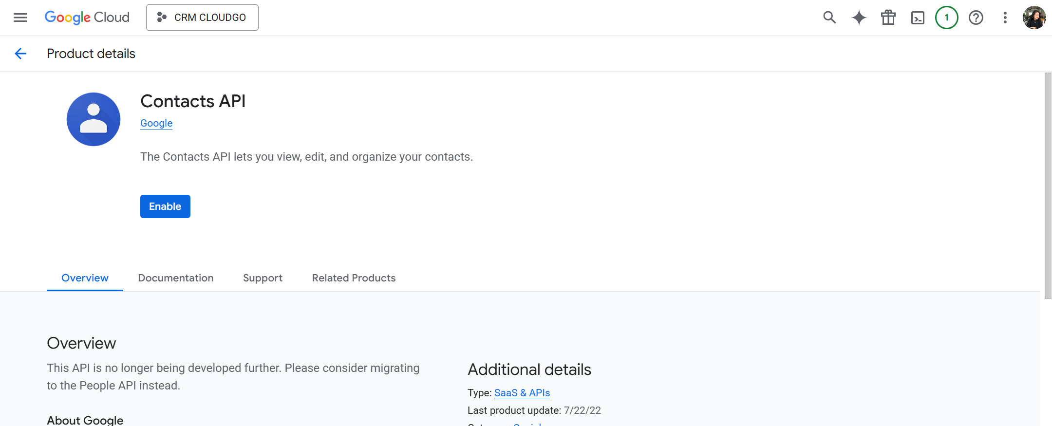 Bật Contacts API