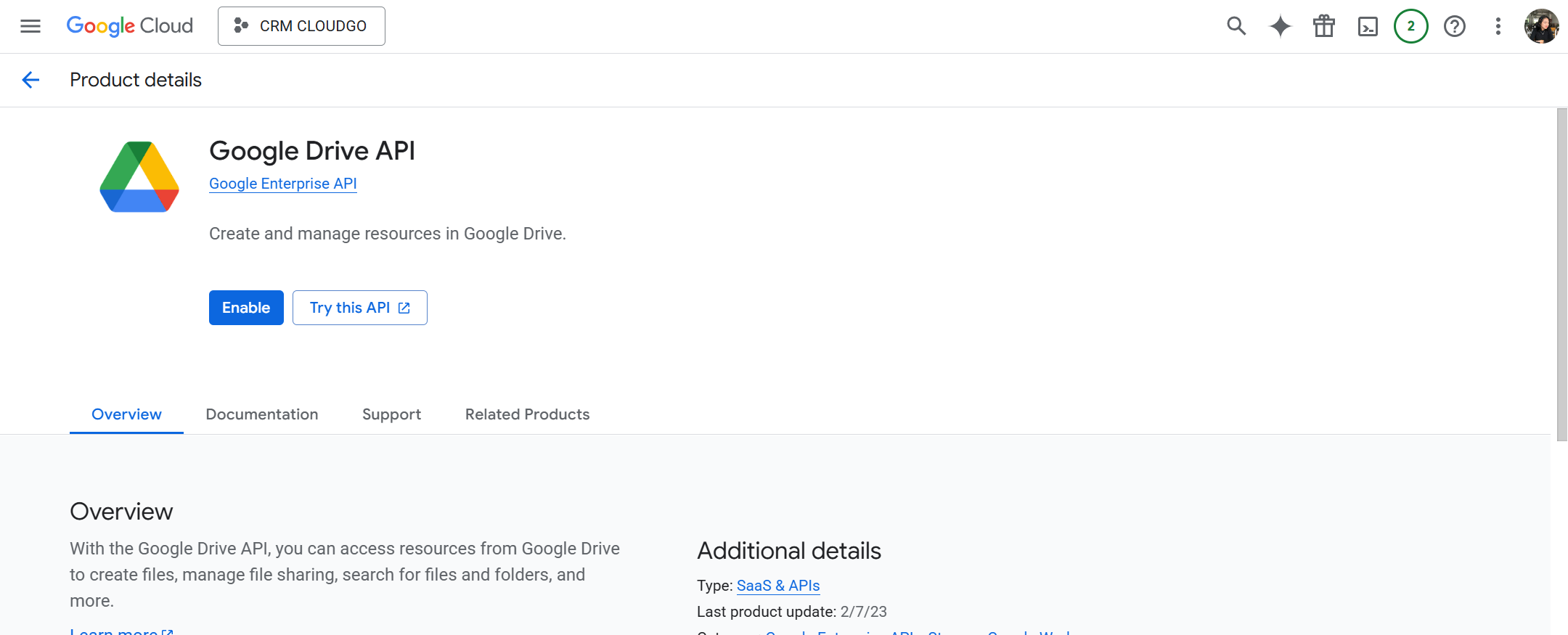 Bật Google Drive API