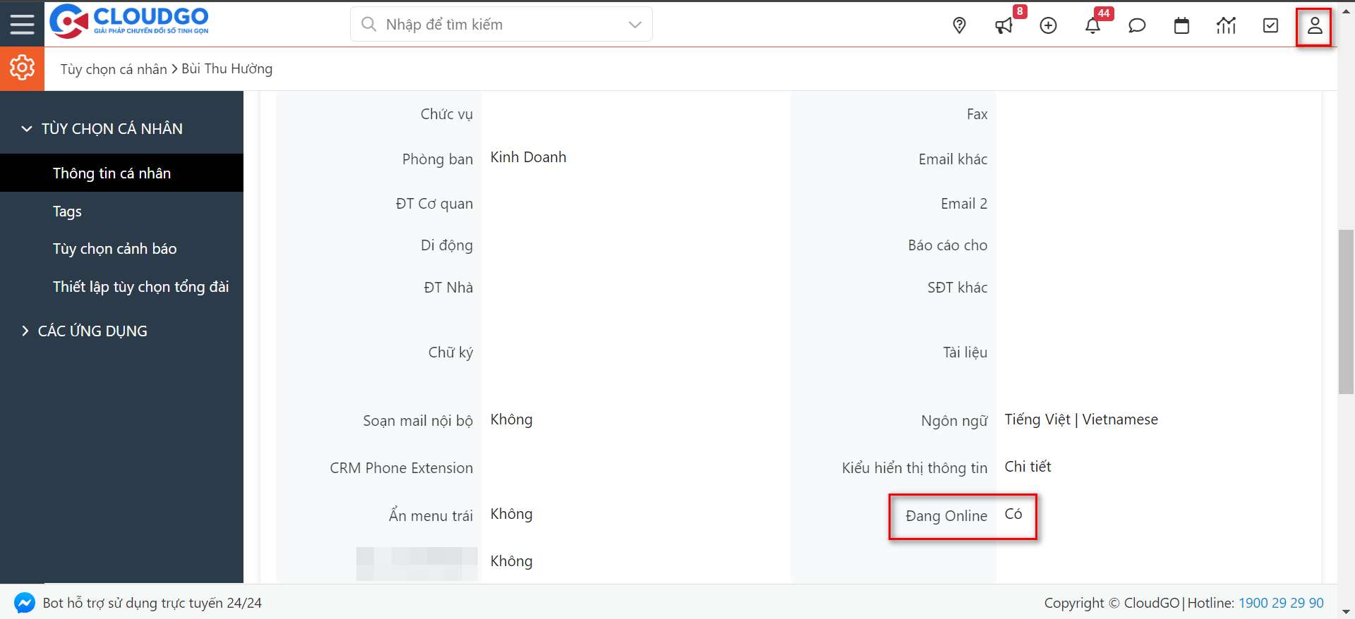 Cấu hình phân bổ cuộc chat theo trạng thái online