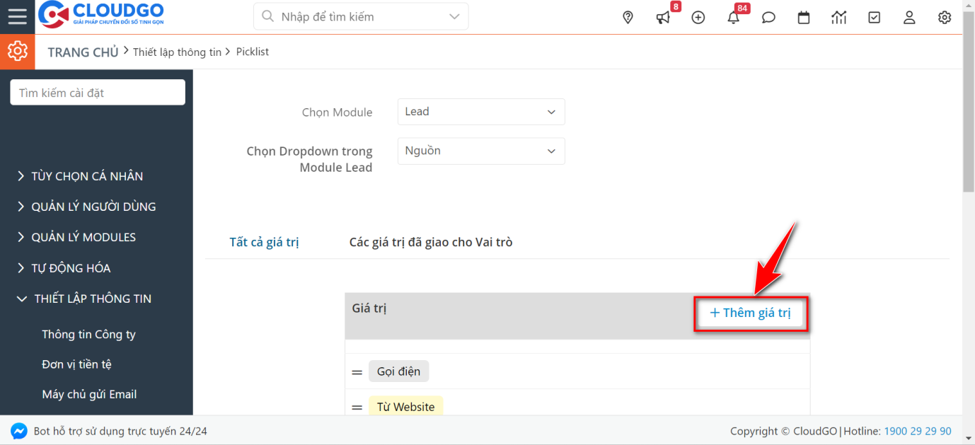 Tạo thêm giá trị Picklist mới trên CRM khi chưa có giá trị cần dùng