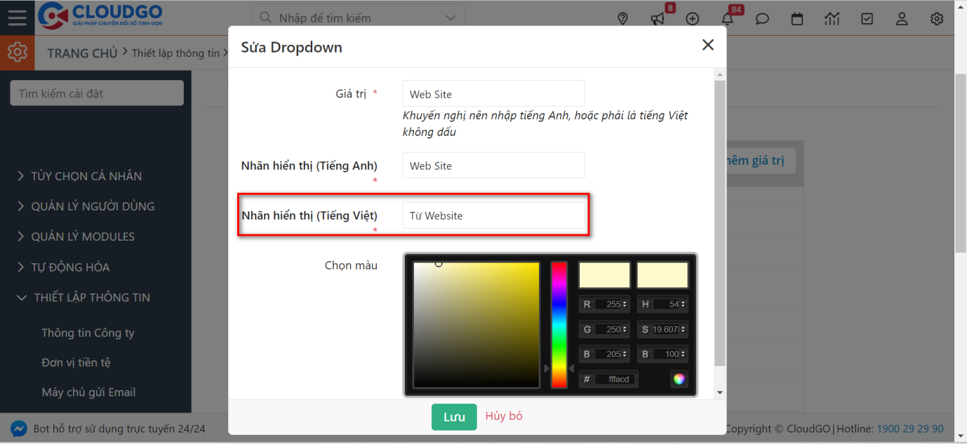 Ví dụ minh hoạ thêm cho bảng mã chuyển đổi giá trị Picklist tiếng Việt có dấu