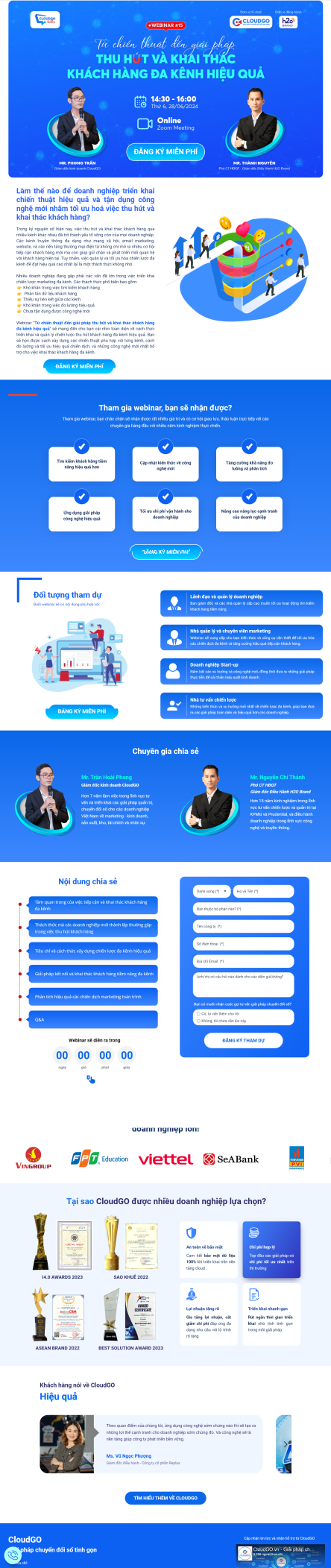 Ví dụ minh hoạ một trang Landing Page đăng ký tham gia sự kiện của CloudGO