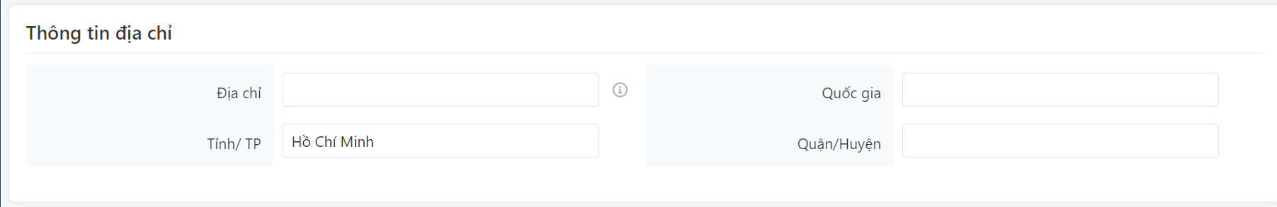 Các trường Địa chỉ tương ứng cần mapping trên CRM