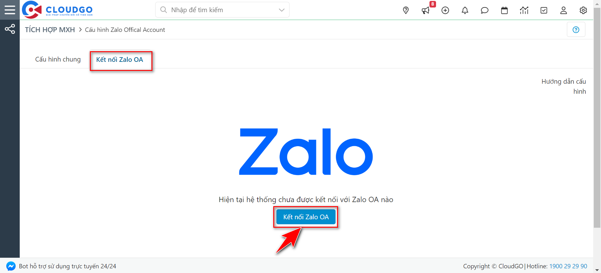 Nút Kết nối Zalo OA