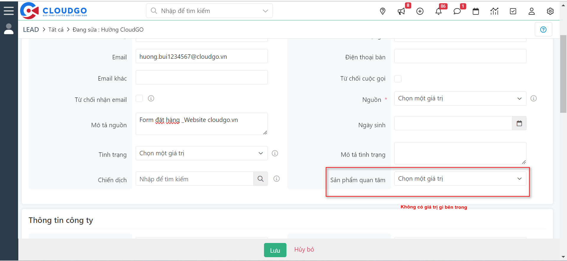Ví dụ minh hoạ thêm về lỗi mất giá trị trường Sản phẩm quan tâm