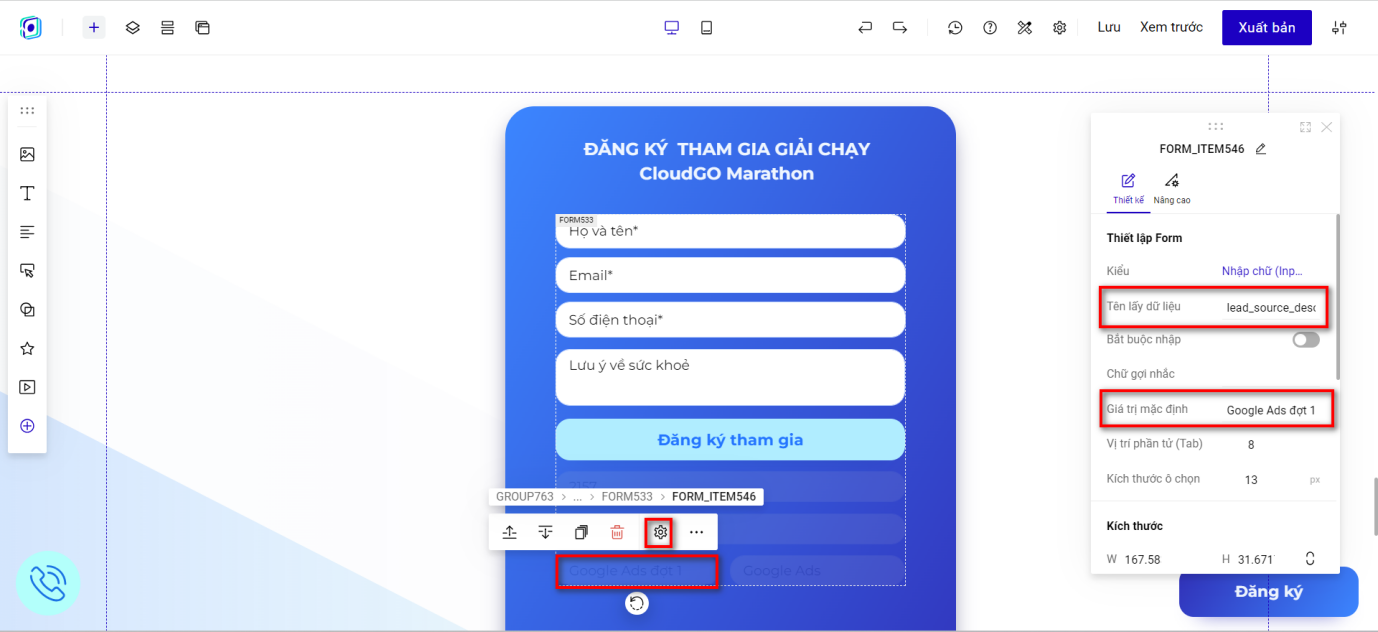 Trường ẩn Mô tả Nguồn với Tên lấy dữ liệu là source_description
