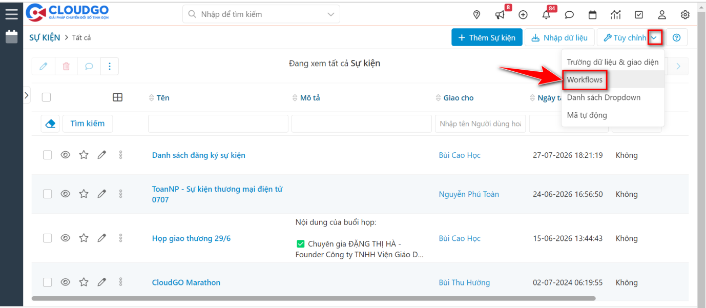 Thiết lập Workflow tự động gửi Email, SMS, ZNS xác nhận đăng ký sự kiện