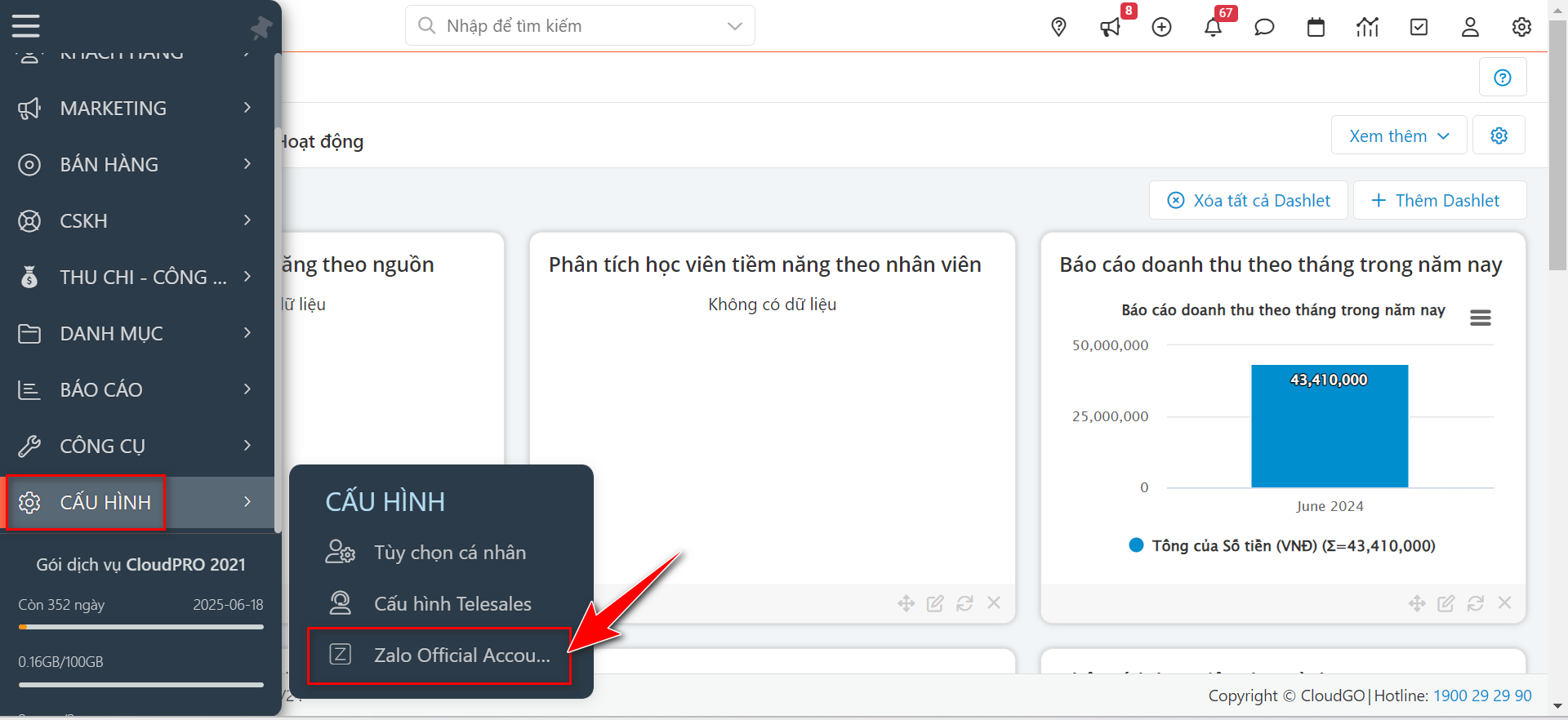 Danh sách user được phân quyền quản lý kênh Zalo