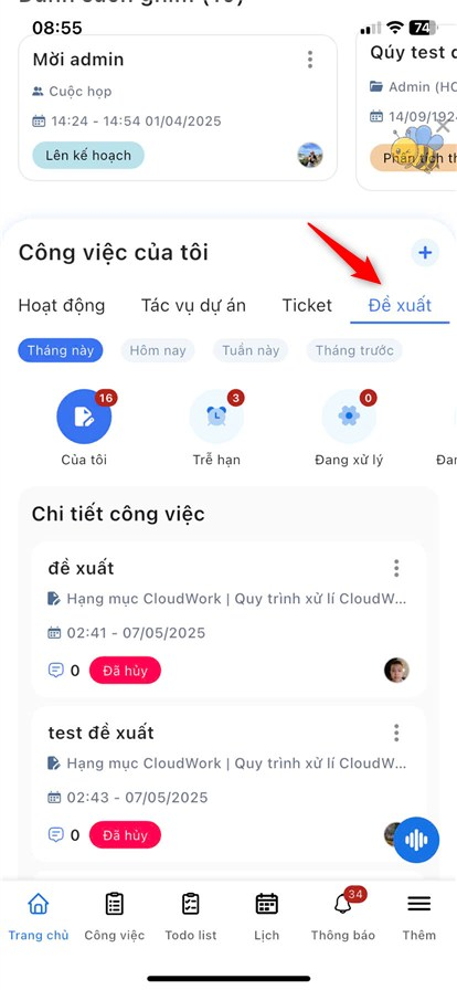 Chọn tab Đề xuất