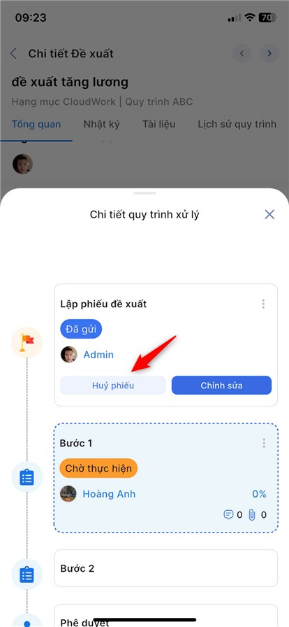 Chọn Hủy phiếu