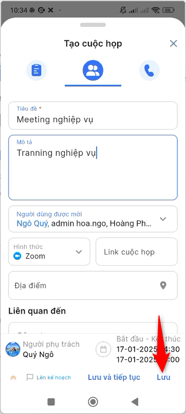 Nhập thông tin Cuộc họp