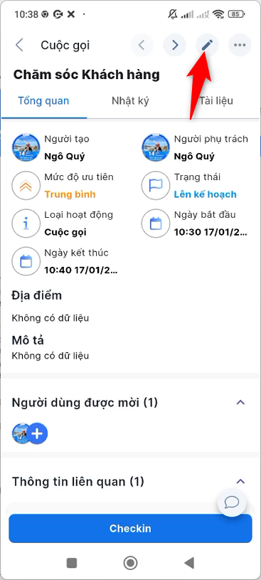 Nhấn icon Chỉnh sửa