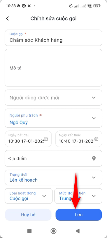 Cập nhật thông tin hoạt động