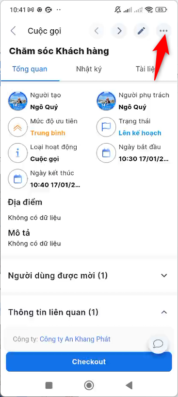 Nhấn icon 3 chấm