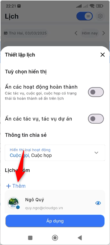 Nhấn button Thêm