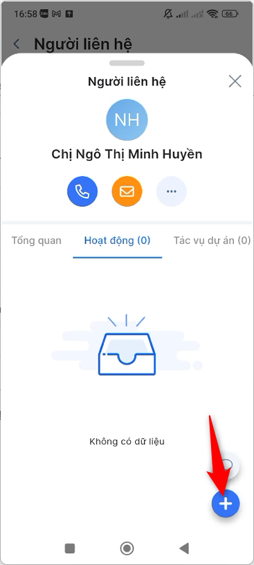 Chuyển tab Hoạt động và nhấn Thêm mới