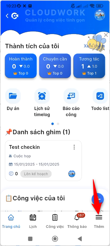 Nhấn icon 3 gạch ở trang chủ