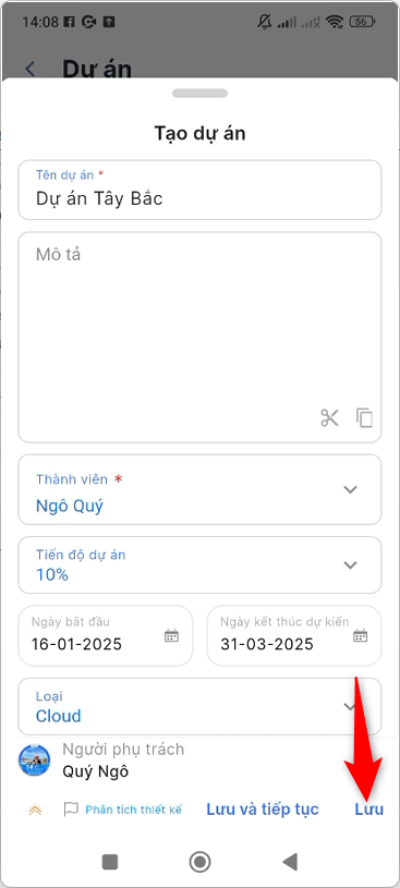 Nhập thông tin dự án