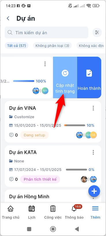 Chọn Cập nhật tình trạng