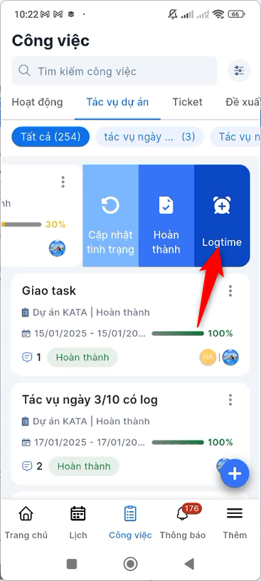 Chọn Logtime từ listview