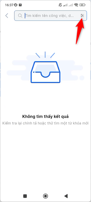 Nhấn icon góc phải để mở cấu hình module tìm kiếm