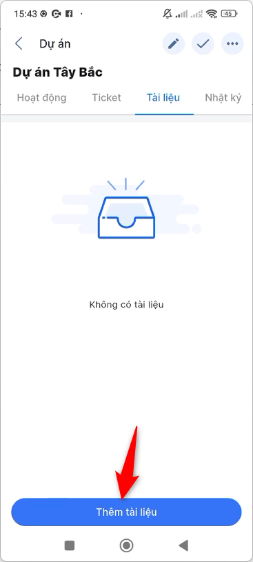 Nhấn thêm tài liệu tại tab Tài liệu