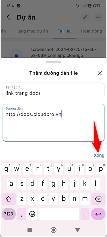 Nhập tên và đường dẫn tài liệu