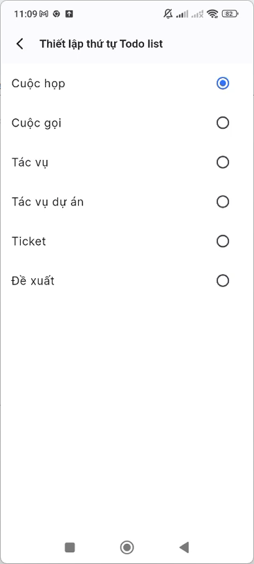 Tick chọn loại công việc mặc định khi tạo Todo list
