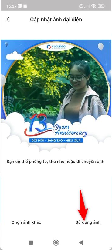 Chọn hình ảnh đặt làm avatar