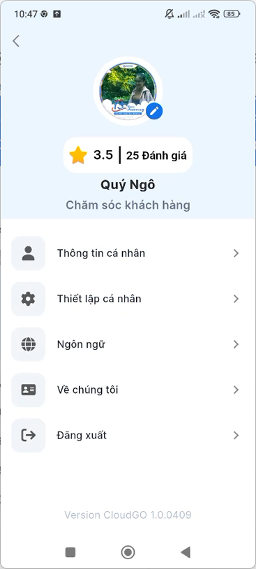 Cập nhật ảnh đại diện thành công