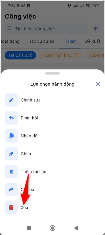 Chọn Xóa