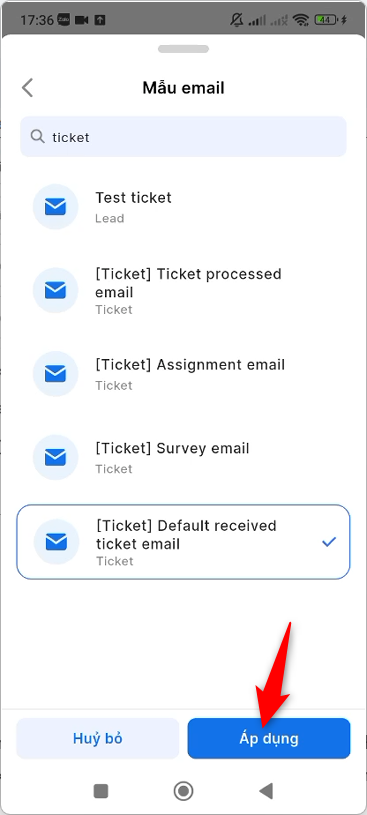 Tìm kiếm và chọn mẫu email