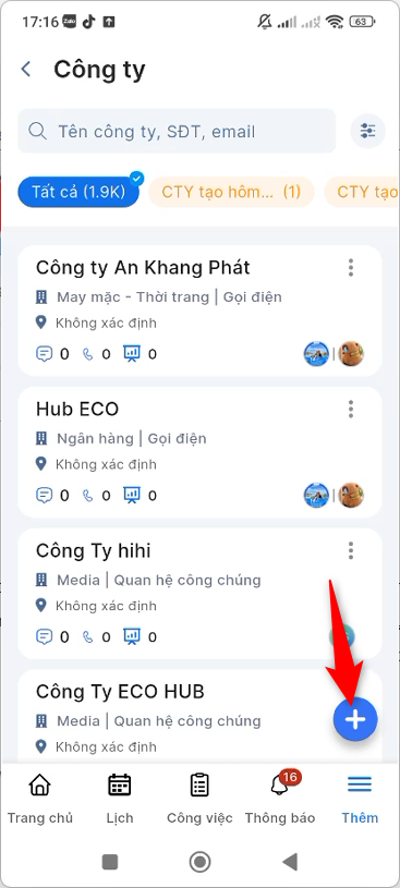 Nhấn icon Thêm mới