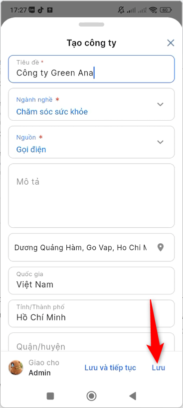 Nhập thông tin Công ty