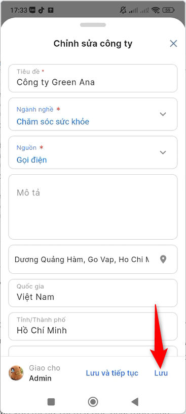 Cập nhật thông tin Công ty