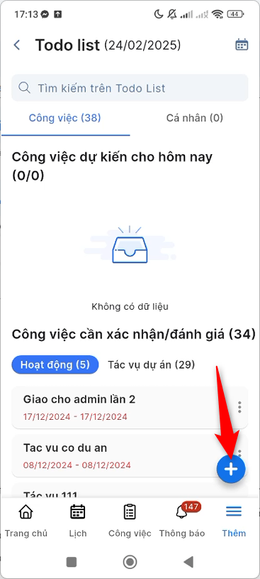 Nhấn icon Thêm mới