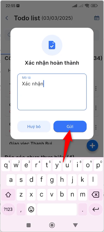 Nhập mô tả xác nhận hoàn thành