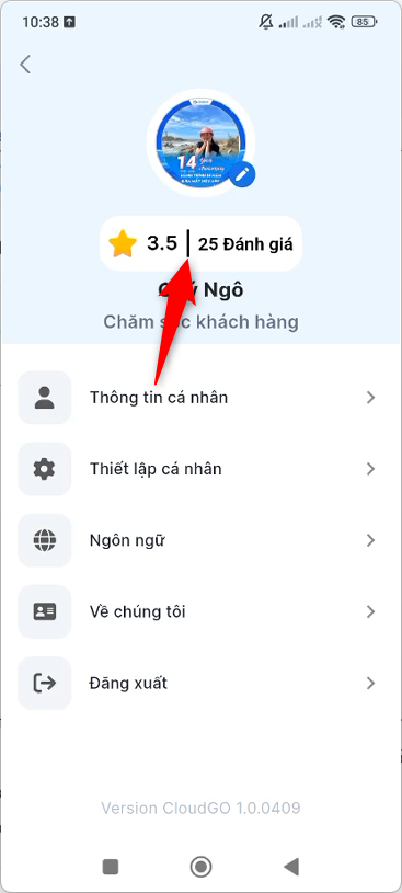 Nhấn số liệu đánh giá