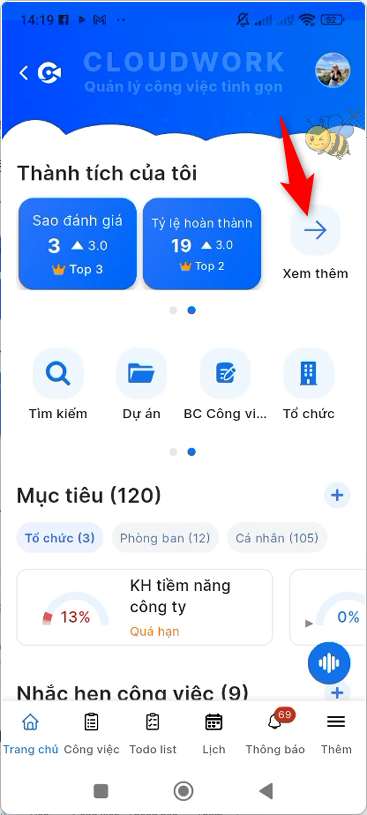 Chọn Xem thêm Thành tích của tôi