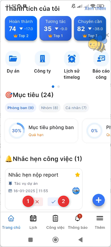 Block Mục tiêu tại Trang chủ