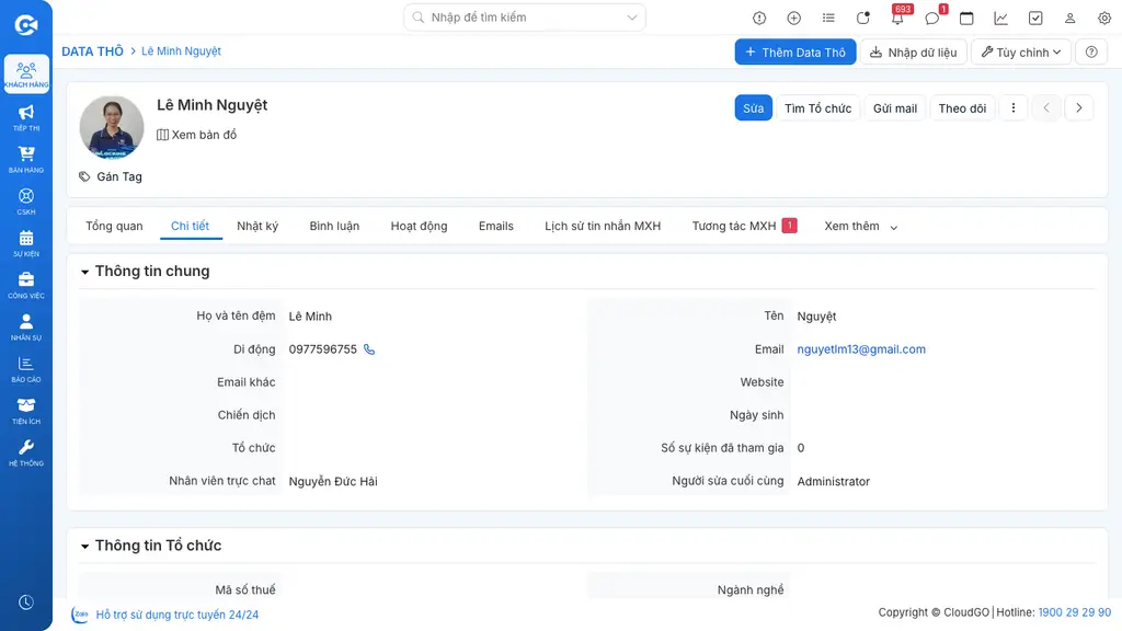 Hồ sơ Data Thô sau khi chuyển đổi — nút