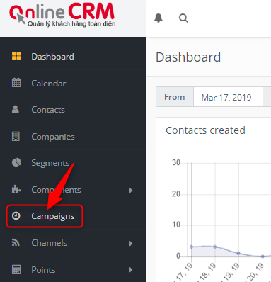 Vào menu Campaigns nâng cao