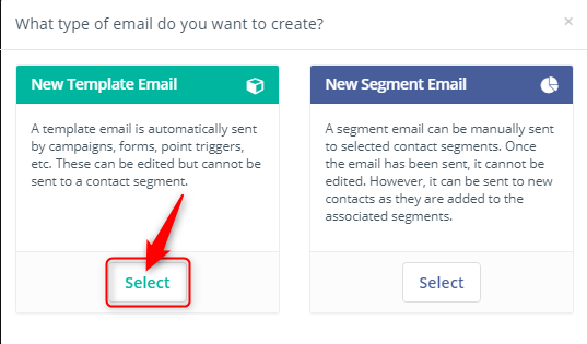 Chọn loại New Template Email