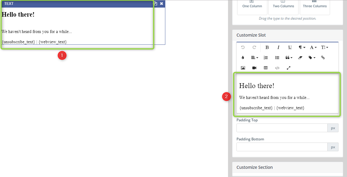 Xây dựng nội dung email trong Builder