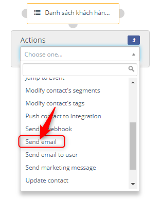Chọn hành động Send email nâng cao