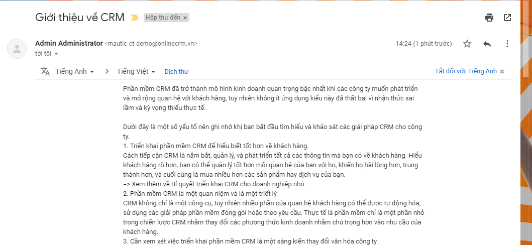 Khách hàng nhận email từ Campaign