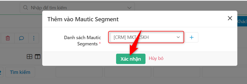 Chọn Segment và xác nhận thêm hàng loạt