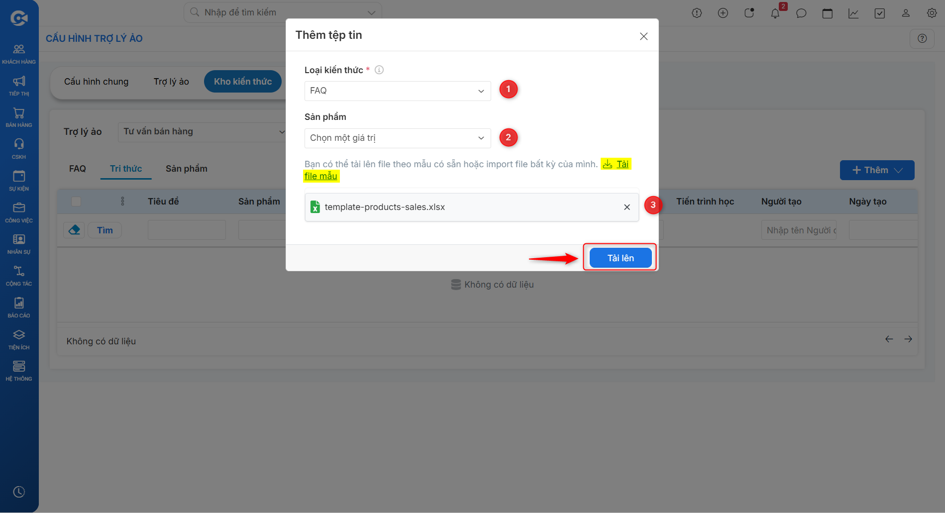 Form tải file kiến thức FAQ