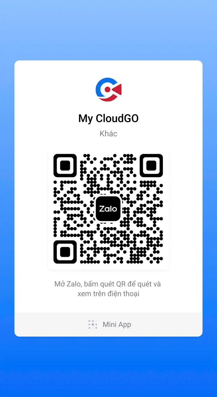 Mã QR quét mở Mini App My CloudGO trên Zalo